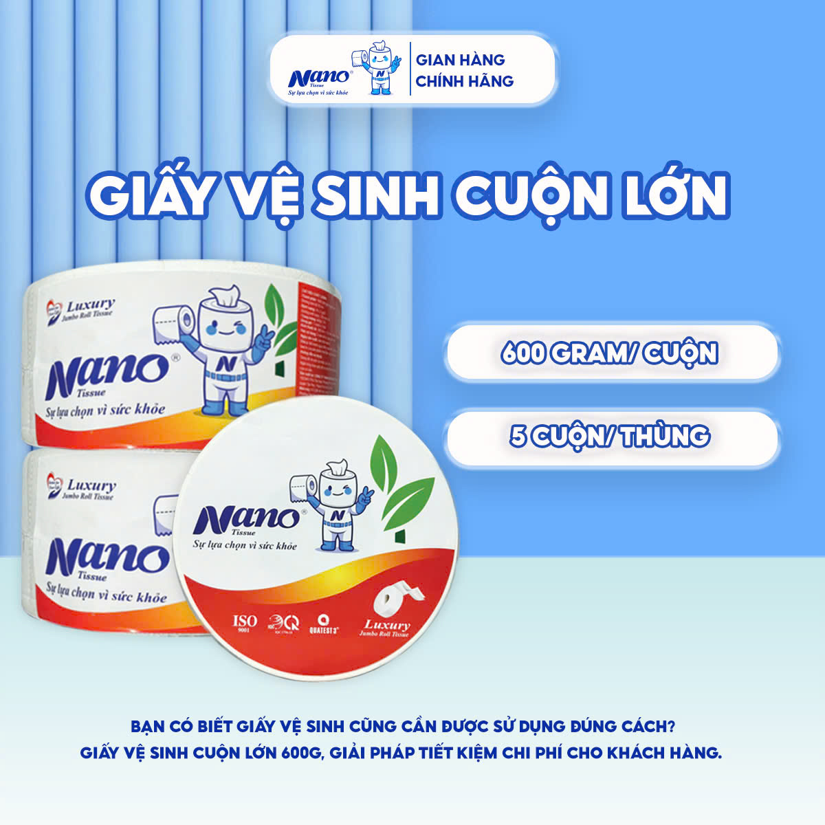 Giấy vệ sinh cuộn lớn 600g