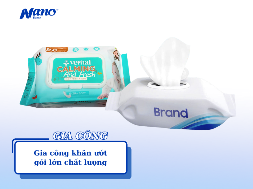 Gia công khăn ướt gói lớn chất lượng tại Tp.HCM