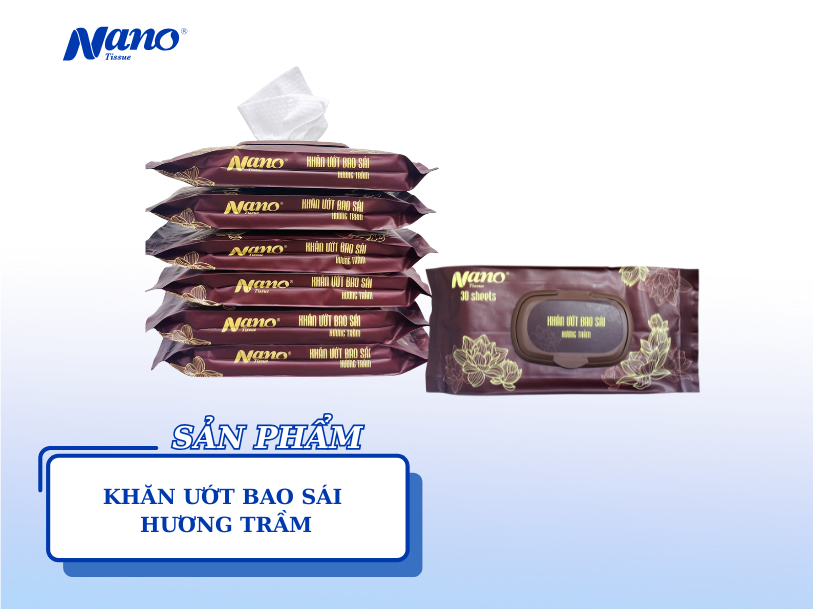 Khăn ướt bao sái lau bàn thờ Nano Tissue - Hương trầm